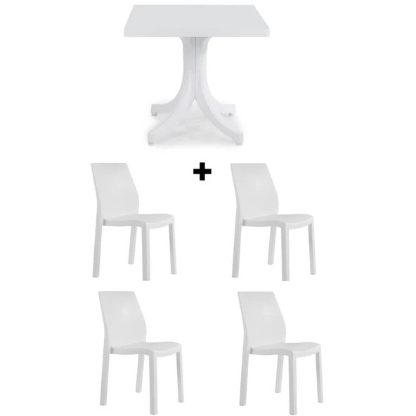 Papatya Yummy Plastik Bahçe Balkon Seti Turuncu Multi : 80x80 Masa + 4 Sandalye Takım - Resim 8