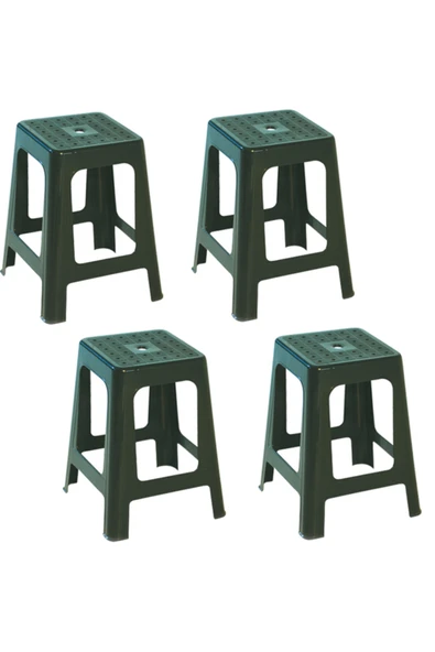 Papatya Mercan Plastik Tabure Yeşil 4lü Paket - Bahçe Balkon Taburesi ürün görseli 1