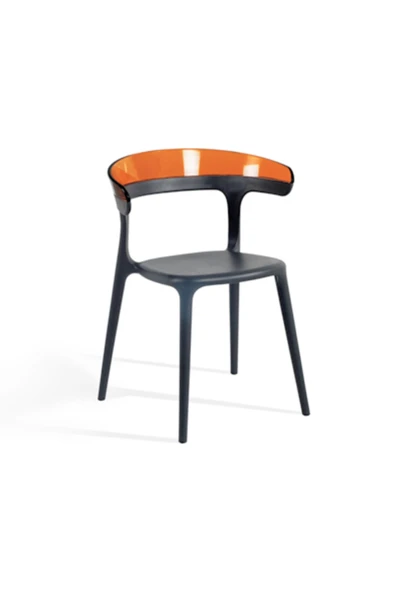 Papatya Luna Sandalye - Antrasit Gövde & Transparan Turuncu Font ürün görseli 1