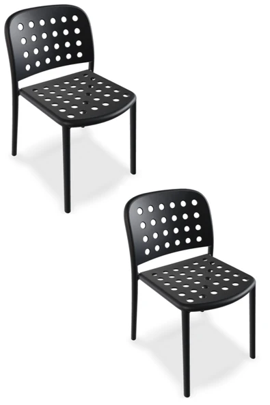 Papatya Bomonti Sandalye Antrasit 2li Paket - Plastik Bahçe Balkon Mutfak Sandalyesi ürün görseli 1