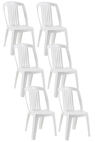 Papatya Favori Sandalye Beyaz 6lı - Plastik Bahçe Balkon Sandalyesi ürün görseli 1