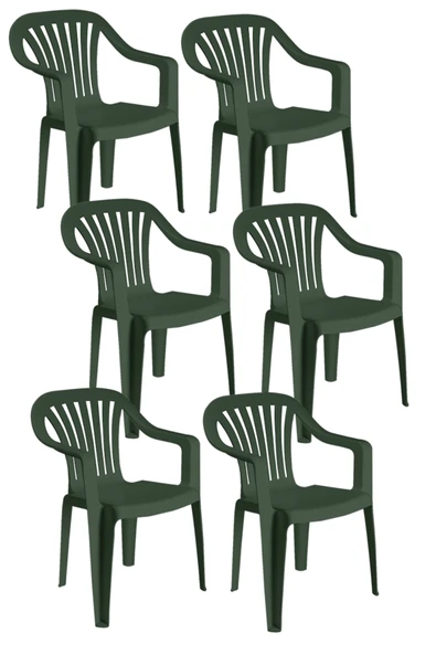 Papatya Tropik Plastik Koltuk Yeşil 6lı Paket - Bahçe, Balkon, Teras Sandalyesi ürün görseli 1