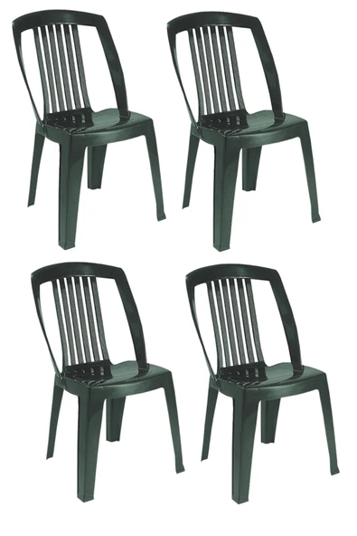 Papatya Favori Sandalye Yeşil 4lü - Plastik Bahçe Balkon Sandalyesi ürün görseli 1