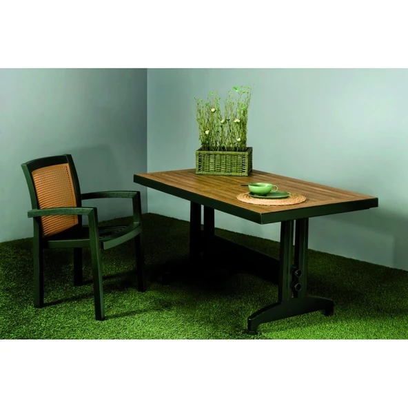 Papatya Diva Plastik Masa - 80x140 Bahçe Balkon Masası -Teak & Ahşap Dekor - Resim 8