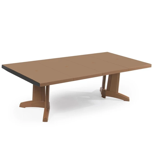 Papatya Katar Plastik Masa - Bahçe Masası 115x240cm 10 Kişilik - Teak Renk ürün görseli 1