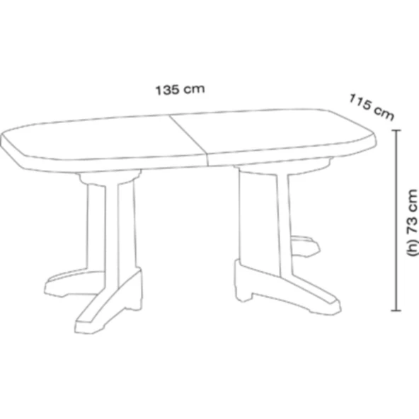 Papatya Magnum I Plastik Bahçe Masası 115x195 Teak - Resim 2