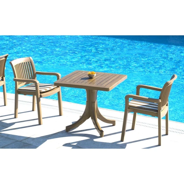 Papatya Mistral Koltuk 6lı Paket Teak - Plastik Bahçe Balkon Sandalyesi - Resim 4