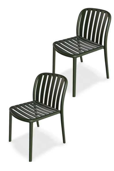 Papatya Galata Sandalye Servi Yeşil 2li Paket - Plastik Bahçe Balkon Mutfak Sandalyesi ürün görseli 1