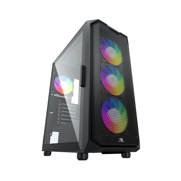 PowerBoost PB-P521B 750w 80+ Bronze USB 3.0 ATX Mesh ARGB fan siyah Kasa K521BK ürün görseli 1
