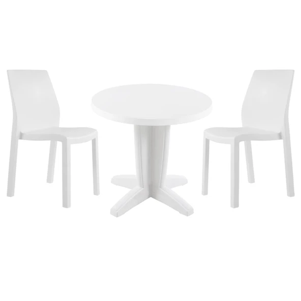 Papatya Yummy Plastik Bahçe Balkon Seti Yeşil : 80lik Yuvarlak Masa + 2 Sandalye Takım - Resim 4