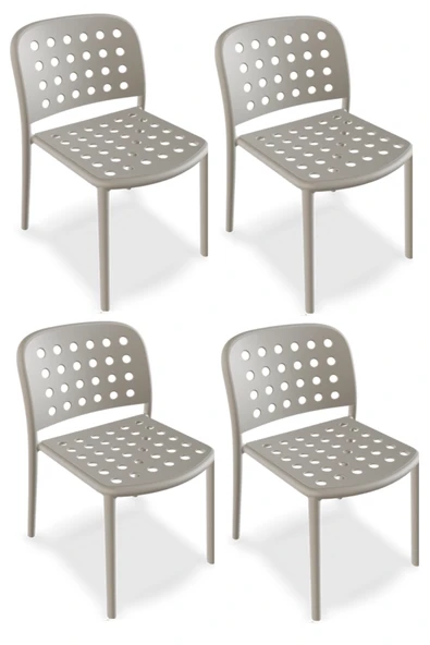 Papatya Bomonti Sandalye Açık Gri 4lü Paket - Plastik Bahçe Balkon Mutfak Sandalyesi ürün görseli 1