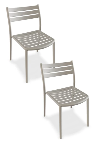 Papatya Hisar Sandalye Açık Gri 2li Paket - Plastik Bahçe Balkon Mutfak Sandalyesi ürün görseli 1