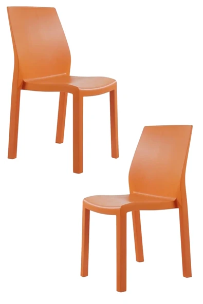 Papatya Yummy Sandalye Turuncu 2li Paket - Plastik Bahçe Balkon Sandalyesi ürün görseli 1