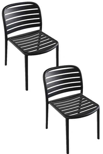 Papatya Tarabya Sandalye Antrasit 2li Paket - Plastik Bahçe Balkon Mutfak Sandalyesi ürün görseli 1