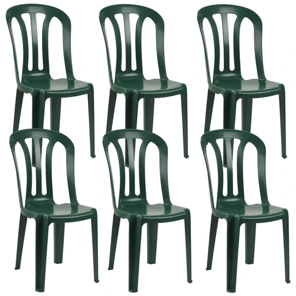 Papatya Buket Sandalye Yeşil 6lı - Plastik Bahçe Balkon Sandalyesi ürün görseli 1