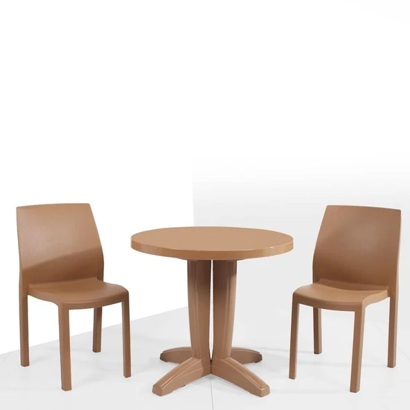 Papatya Yummy Plastik Bahçe Balkon Seti Yeşil : 80lik Yuvarlak Masa + 2 Sandalye Takım - Resim 3