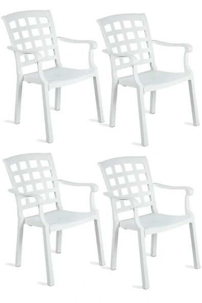 Papatya Pasha Plastik Koltuk Beyaz 4lü Paket - Bahçe Balkon Teras Sandalyesi ürün görseli 1