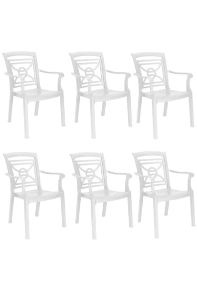 Papatya Commadore Koltuk Beyaz 6lı Paket - Plastik Bahçe Balkon Sandalyesi ürün görseli 1