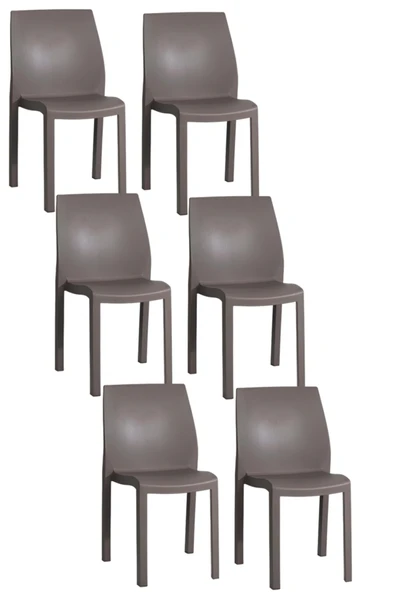 Papatya Yummy Sandalye K.Kahve 6lı Paket - Plastik Bahçe Balkon Sandalyesi ürün görseli 1