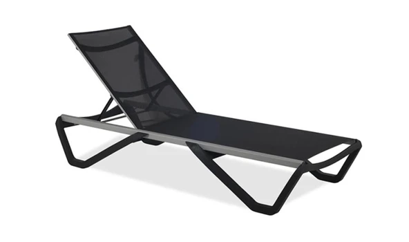 Papatya Wave Plastik Ayaklı Alüminyum Şezlong - Antrasit & Antrasit ürün görseli 1