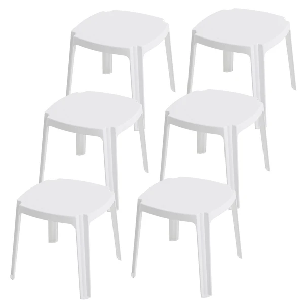 Papatya Royal Plastik Sehpa Beyaz 6lı Paket - İstiflenebilir, UV Korumalı ürün görseli 1