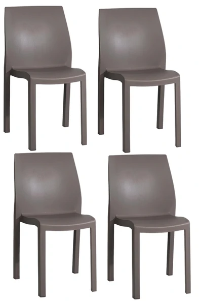 Papatya Yummy Sandalye K.Kahve 4lü Paket - Plastik Bahçe Balkon Sandalyesi ürün görseli 1