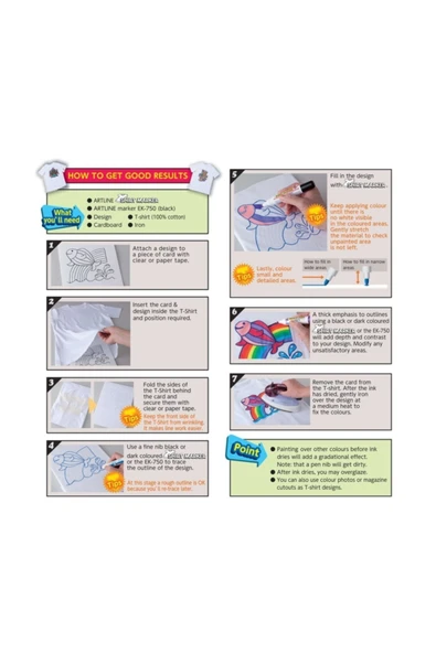 artline Shirt Marker Tişört Markörü Seti (5 Pastel Renk ve Hediye Tişört) - Resim 2