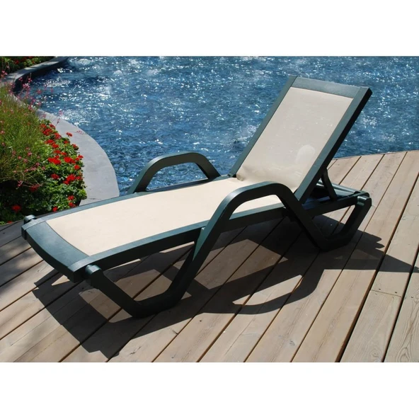 Papatya Myra Tex Kollu Şezlong - Teak İskelet & Turkuaz Fileli - Resim 10