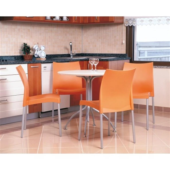 Papatya Marvel Sandalye - Alüminyum Ayaklı Bahçe Mutfak Balkon Sandalyesi -Turuncu - Resim 7