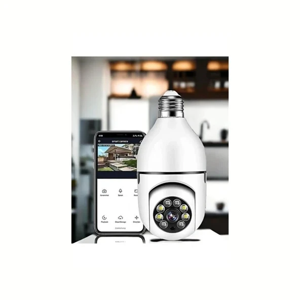 Akıllı Kablosuz IP Kamera Wifi 360 Derece Hareketli Gece Görüş Ses Kayıtllı Ampul Kamera Güvenlik Kamerası - Resim 5