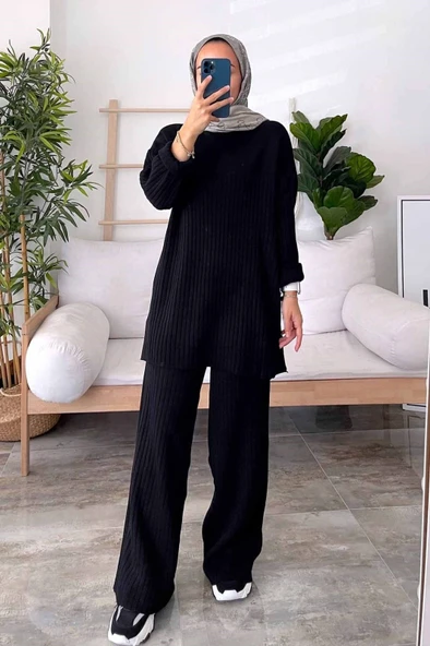 Fitilli Yandan Yırtmaçlı Rahat Ve Geniş Kalıp Takım - Resim 2