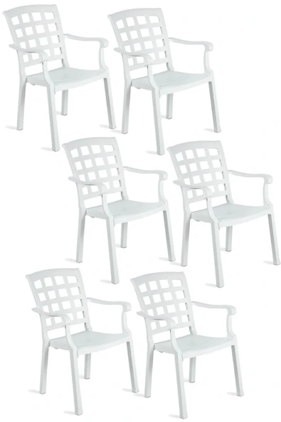 Papatya Pasha Plastik Koltuk Beyaz 6lı Paket Beyaz - Bahçe Balkon Teras Sandalyesi ürün görseli 1