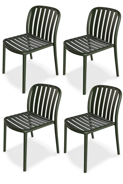 Papatya Galata Sandalye Servi Yeşil 4lü Paket - Plastik Bahçe Balkon Mutfak Sandalyesi ürün görseli 1