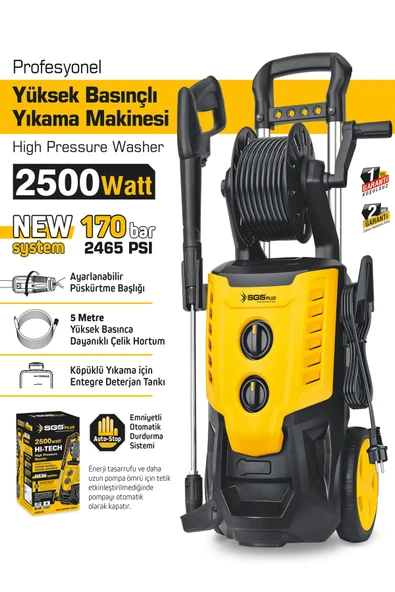 SGS5401 170 BAR Profesyonel Elektrikli Basınçlı Araba Yıkama Makinesi 2500 Watt ürün görseli