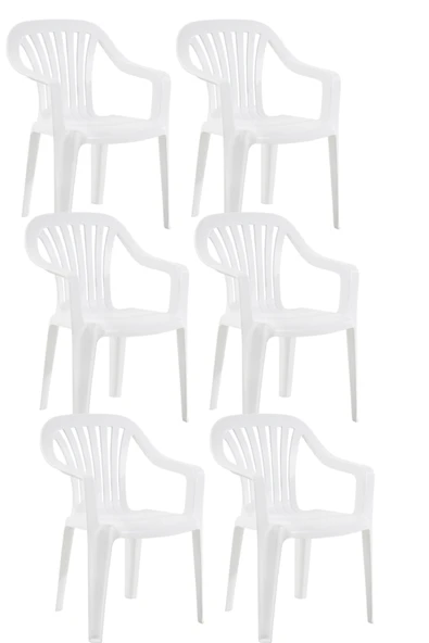 Papatya Tropik Plastik Koltuk Beyaz 6lı Paket - Bahçe, Balkon, Teras Sandalyesi ürün görseli 1