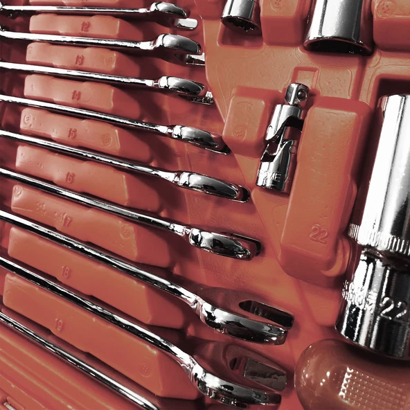 Lokma Anahtar Takımı 216 Parça Uzatma Kolu Mafsallı 1/2 3/8 1/4 Yıldız Tork Düz Set Bits Uç Allen - Resim 4