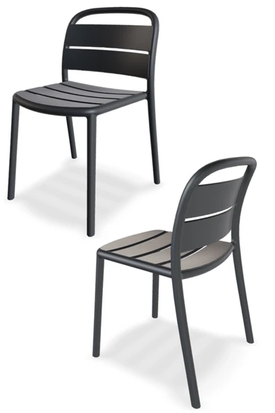 Papatya Balat Sandalye 2li Paket Antrasit - Plastik Bahçe Balkon Mutfak Sandalyesi ürün görseli 1