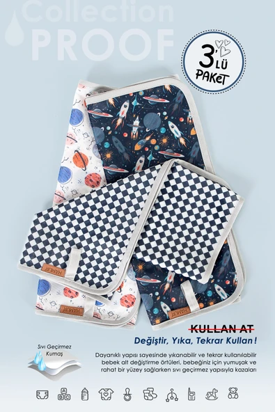 PROOF ALT AÇMA ÖRTÜSÜ 47x74 CM 3'LÜ GRİ GRUP - Resim 3