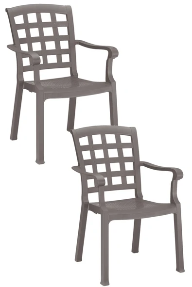 Papatya Pasha Plastik Koltuk Küllü Kahve 2li Paket - Bahçe, Balkon, Teras Sandalyesi ürün görseli 1