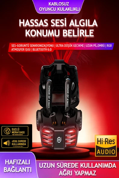 Profesyonel Kablosuz Oyuncu Kulaklık Wireless LED Işıklı Gaming Headset Hassas Ses Algılamalı RGB ürün görseli 1