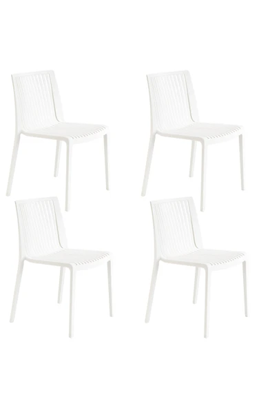 Papatya Cool Plastik Sandalye 4lü Paket Beyaz - Bahçe Balkon Mutfak Sandalyesi ürün görseli 1