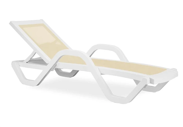 Papatya Myra Tex Kollu Şezlong - Beyaz İskelet & Kahve Fileli - Resim 4