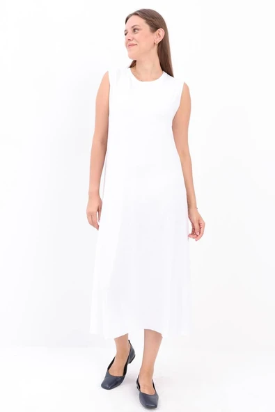 Kolsuz Uzun Düz Elbise - Resim 5