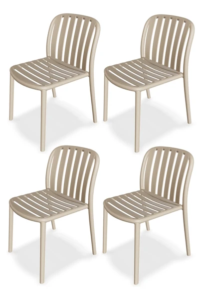 Papatya Galata Sandalye Bej 4lü Paket - Plastik Bahçe Balkon Mutfak Sandalyesi ürün görseli 1