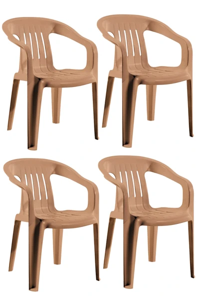 Papatya Elit Koltuk Teak 4lü Paket - Plastik Bahçe Balkon Sandalyesi ürün görseli 1