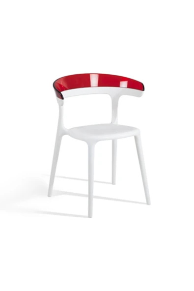 Papatya Luna Sandalye - Beyaz Gövde & Transparan Kırmızı Font - Resim 2