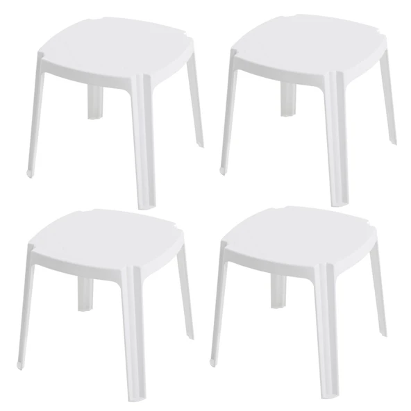 Papatya Royal Plastik Sehpa Beyaz 4lü Paket - İstiflenebilir, UV Korumalı - Resim 1