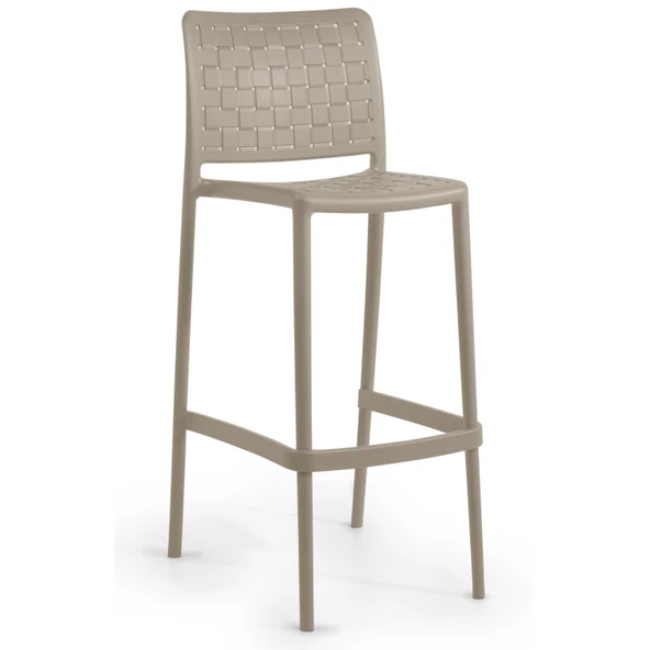 Papatya Fame Bar Sandalyesi 75 Cm Bej - Kolçaksız - Resim 5