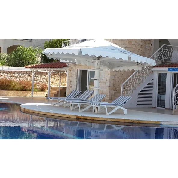 Papatya Elegance Plastik Şezlong Beyaz - Bahçe Balkon Plaj Şezlongu - Resim 9