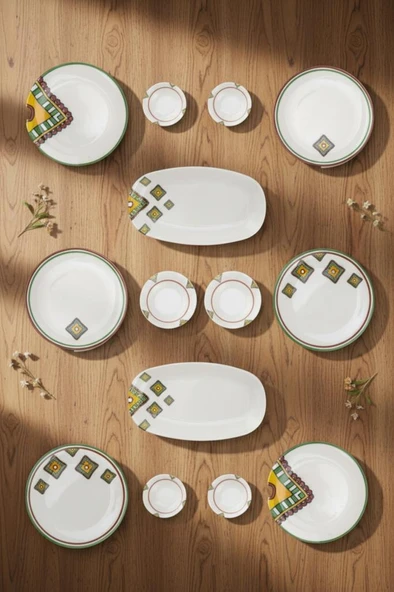 Bambum Moderna - 14 Parça Kahvaltı Takımı Mustard - Resim 2